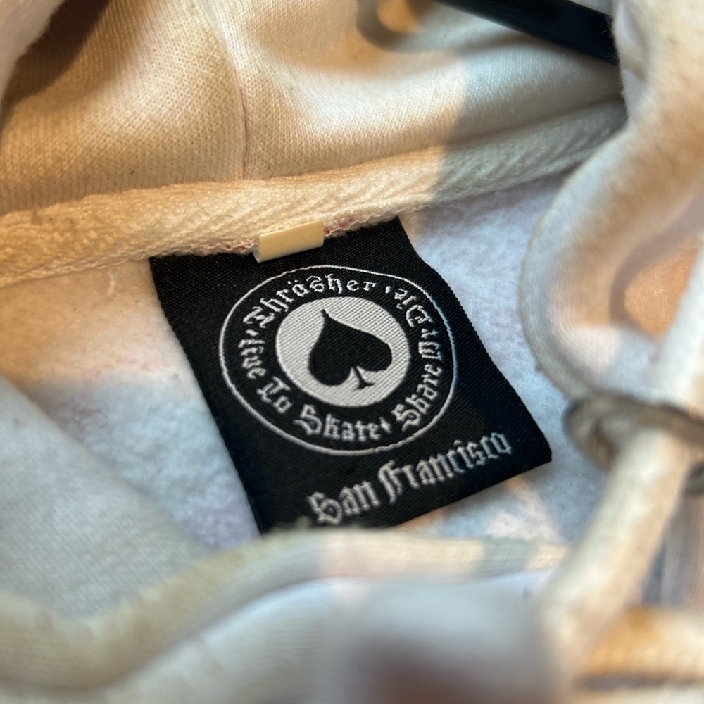 White Thrasher Hoodie With Red Text - Picture 2 of 5
